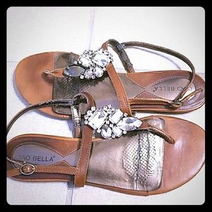 Size 9 tan with rhinestones  leather sandal